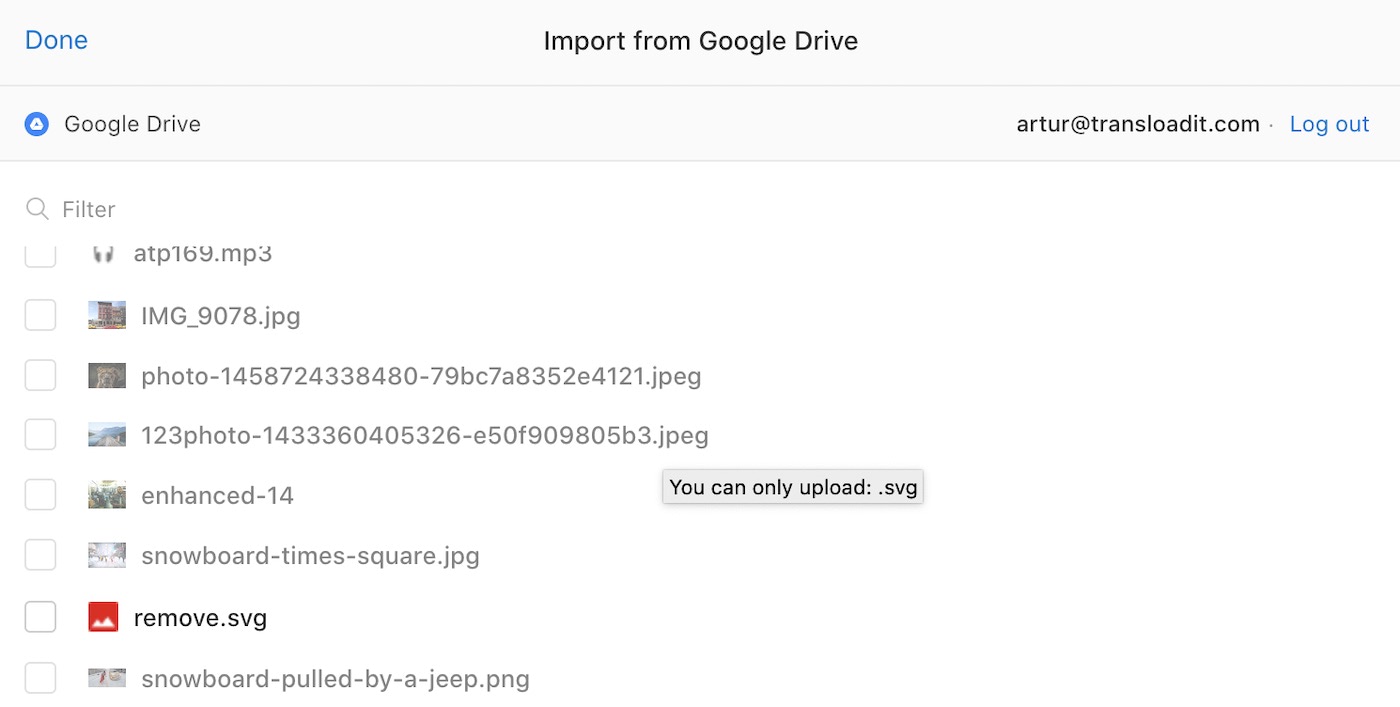 Google Drive restrictions example